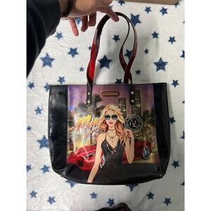 Nicole Lee USA Graphic Tote Bag Multicolor City Car Print Shoulder Purse